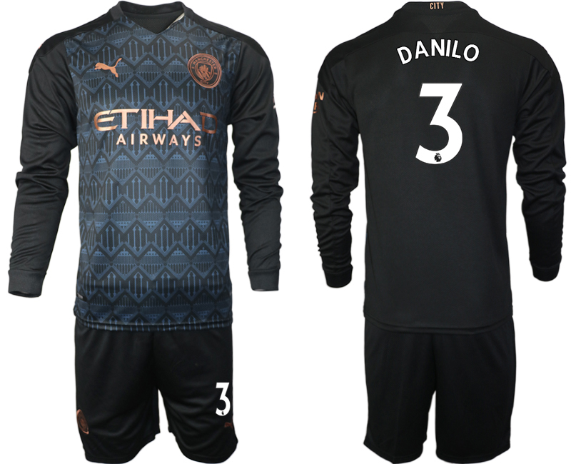 Men 2021 Manchester city home long sleeve #3 soccer jerseys